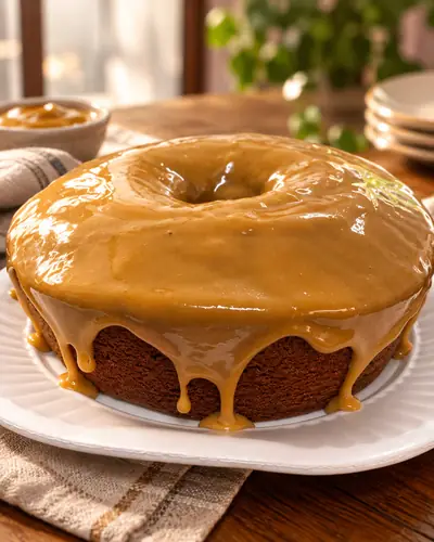 Bolo com cobertura de caramelo