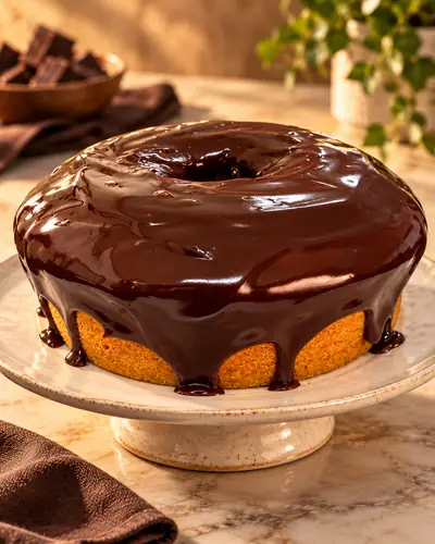 Bolo de chocolate com ganache brilhante